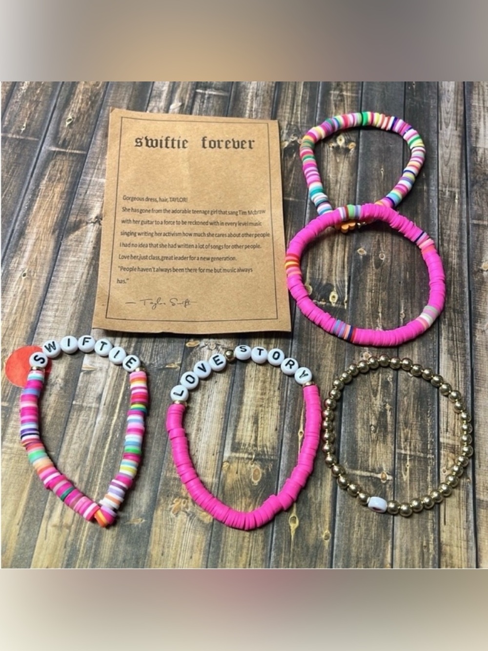 5for$10 Taylor Swift Love Story Inspired Swiftie Forever Bracelets 5Pc Bead NWT